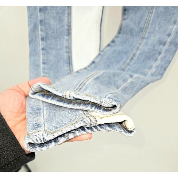 SKINNY FRIES DENIM Jeans Womens Jr Sz 9 Retro 80s 90s Color Block Streetwear NEW - Picture 7 of 10